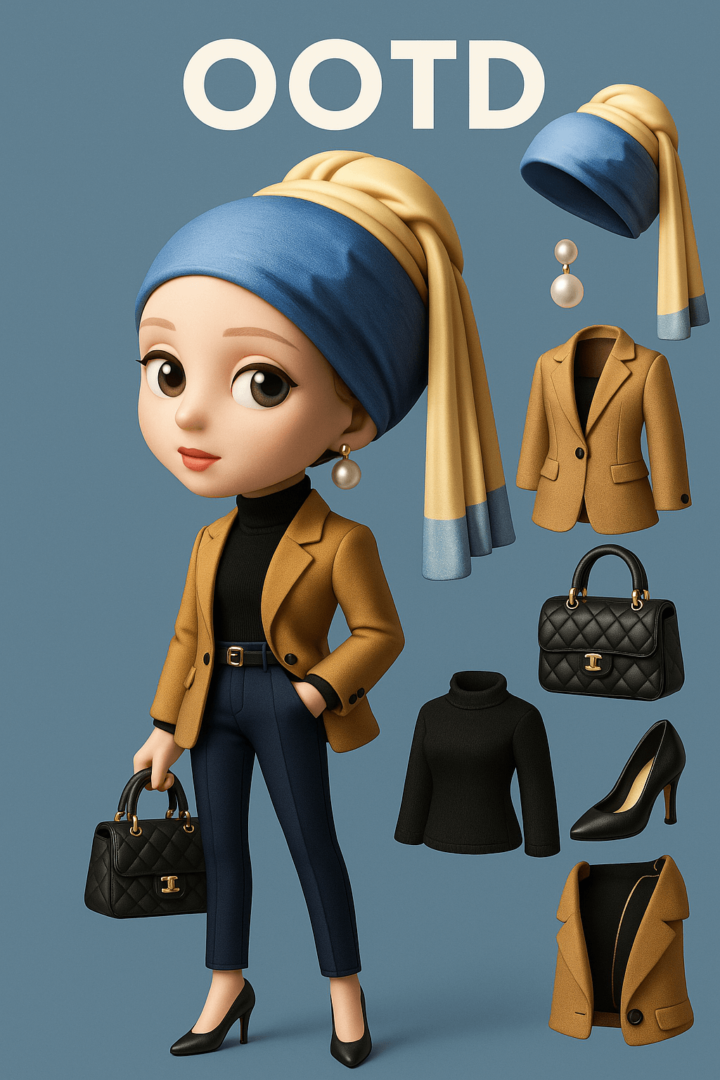 AI photo prompt – Famous Painting Character OOTD output image