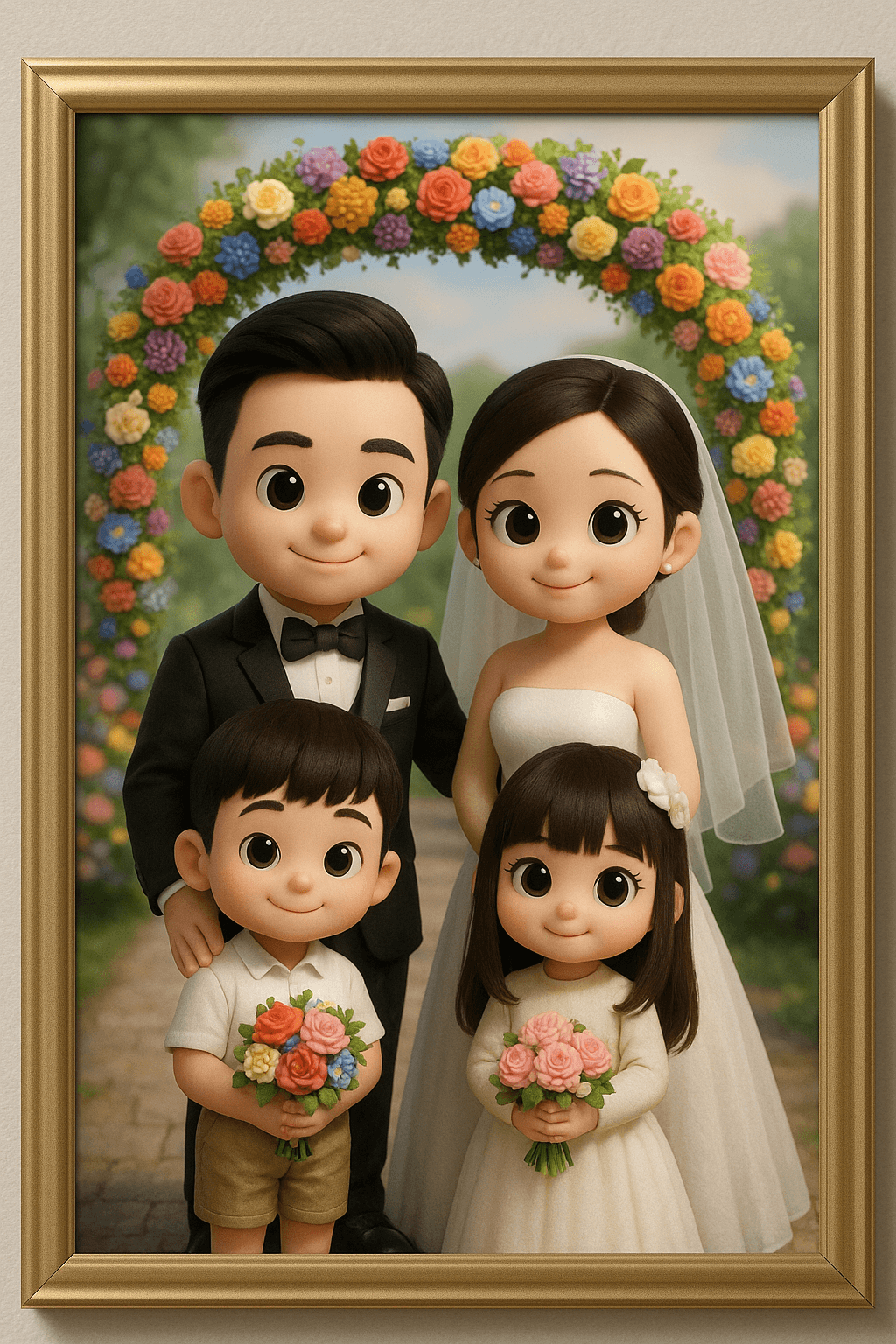 AI photo prompt – Family Wedding Photo (Q-version) output image