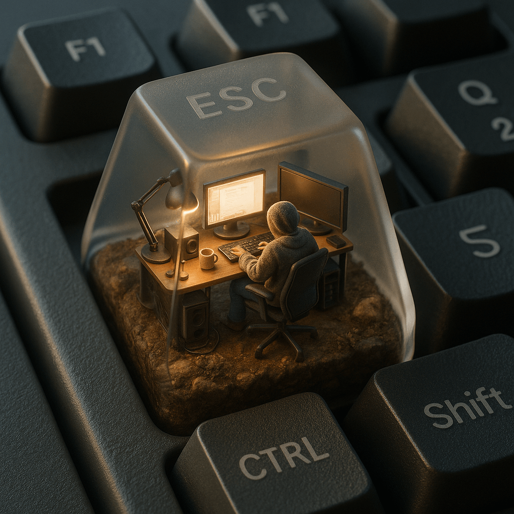 AI photo prompt – ESC Keycap Miniature Diorama output image