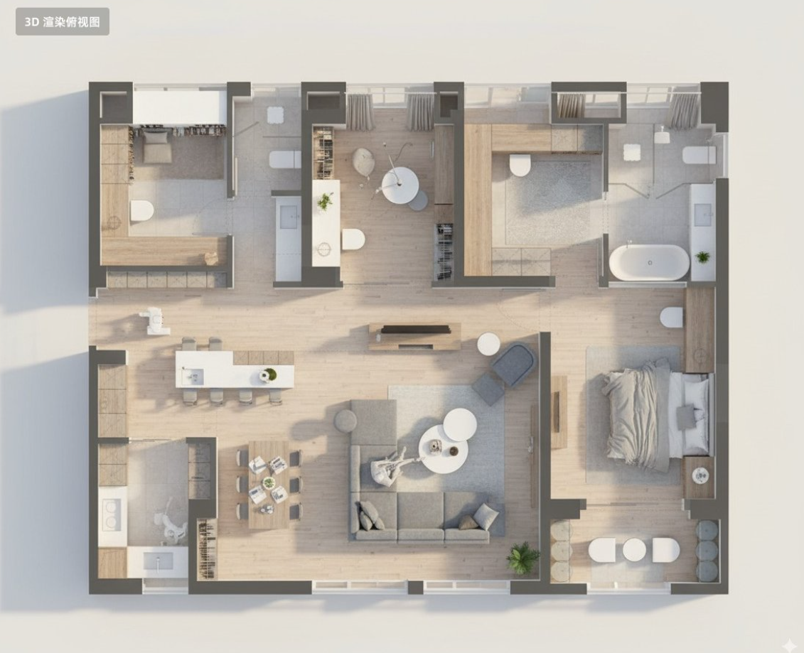 AI photo prompt – Floor Plan 3D Render output image