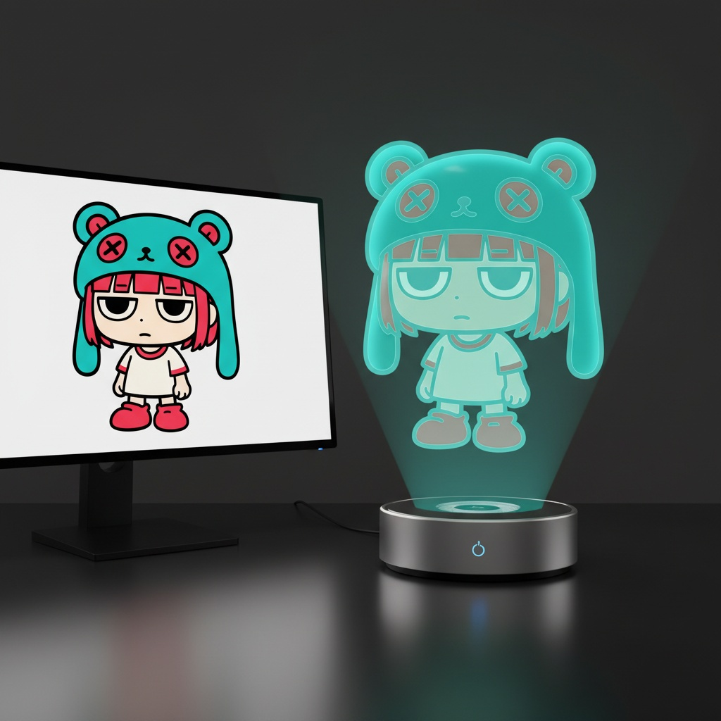 AI photo prompt – Model Holographic Projection output image